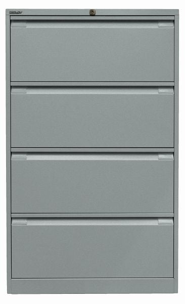 Bisley Hängeregistraturschrank, doppelbahnig 4 HR-Schubladen, silber, DF4355