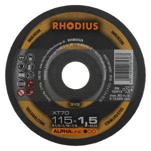 Rhodius ALPHAline XT70 Extradünne Trennscheibe, Durchmesser [mm]: 115, Stärke [mm]: 1.5, Bohrung [mm]: 22.23, VE: 100 Stück, 207438