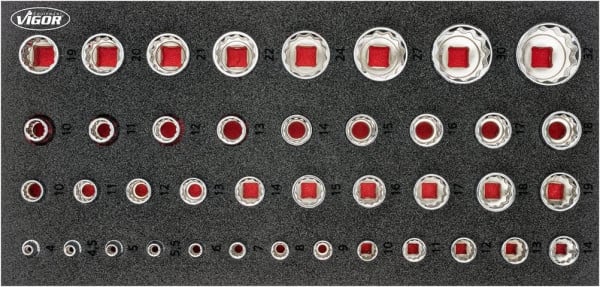 VIGOR Doppelsechskant-Steckschlüssel Satz, Anzahl Werkzeuge: 42, V7520
