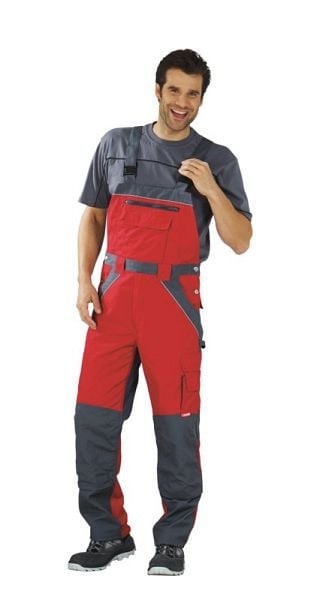 Planam Plaline Latzhose, rot/schiefer, Größe 56, 2527056