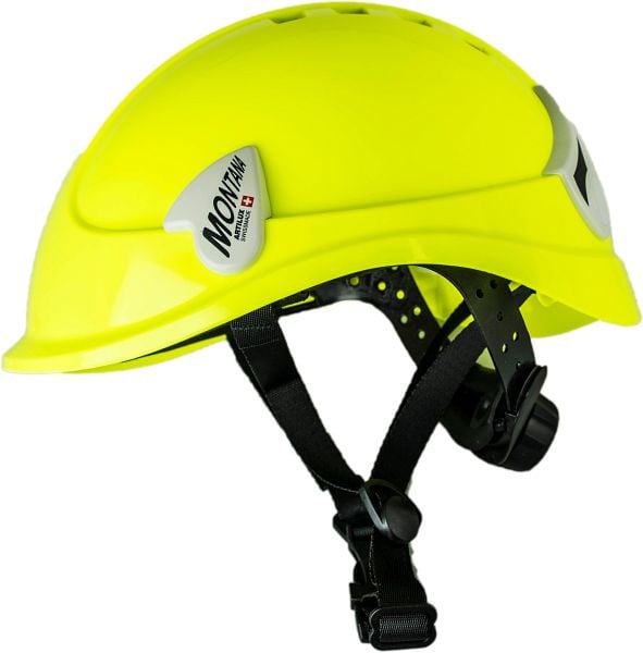 Artilux Montana II Roto K, HiVis gelb, Schutzhelm mit Drehknopf und Kinnbänderung, VE: 20 Stück, 23072