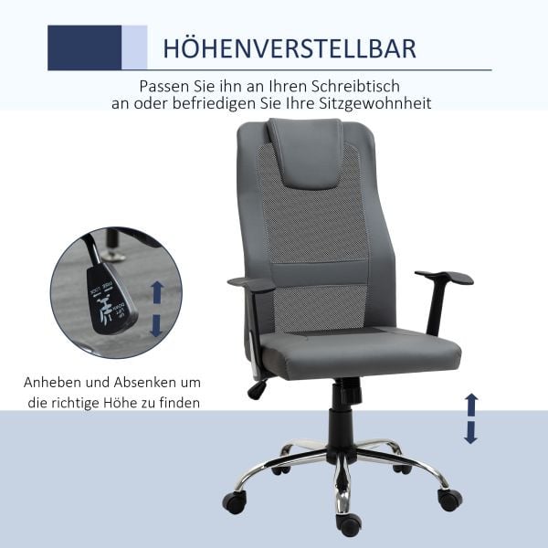 Vinsetto Bürostuhl Drehstuhl höhenverstellbar Schreibtischstuhl Chefsessel, 921-141GY