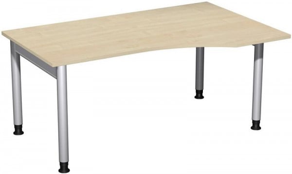 geramöbel PC-Schreibtisch rechts höhenverstellbar, 1600x1000x680-820, Ahorn/Silber, N-657311-AS