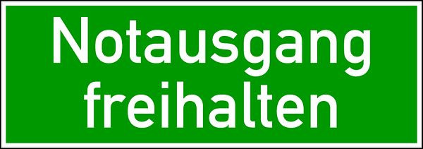 Schilder Klar Rettungszeichen Wortschild Notausgang freihalten, 300x105x1.5 mm Kunststoff langnachleuchtend, 2953/91