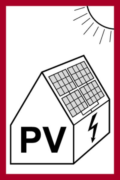 Schilder Klar Brandschutzzeichen PV (für Solaranlagen), angelehnt an DIN 4066, 200x300x1.5 mm Kunststoff, 7911/72