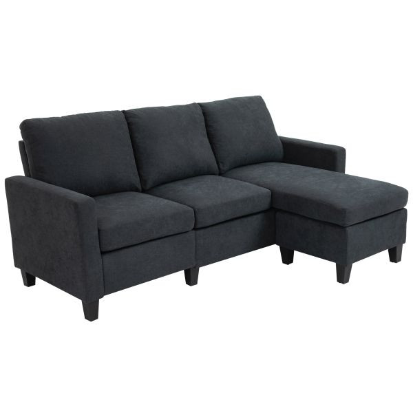 HOMCOM Ecksofa Couchgarnitur mit wendbarer Chaiselongue Dunkelgrau, 833-944CG