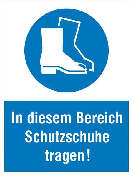 SafetyMarking Gebots-Kombischild, In diesem Bereich Schutzschuhe tragen!, BxH 30x40 cm, Kunststoff (Hart-PVC), 43.0393