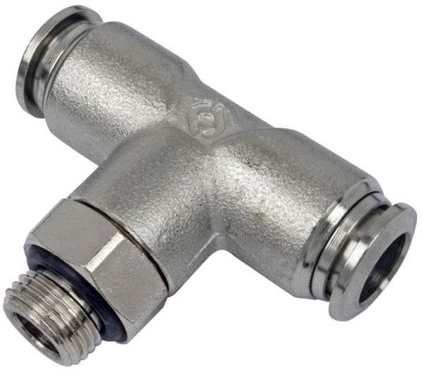 timmer BK-TEd-4-M5-MSv, T-Einschraubverschraubung, zylindrisch, drucklos einstellbar, Schlauch-Ø: 4 mm, Gewinde: M5, VE: 10 Stück, 03360100