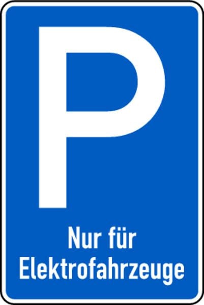 Schilder Klar Parkplatzschild für Pfostenmontage Elektrofahrzeuge, 420x630x2 mm Aluminium 2 mm, 314/56