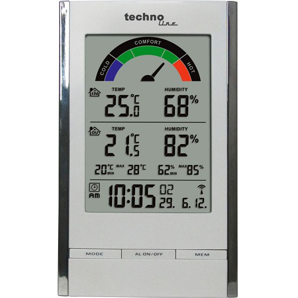 Technoline Raumklima Station, Abmaße: 55 x 111 x 20 mm, WS 9480