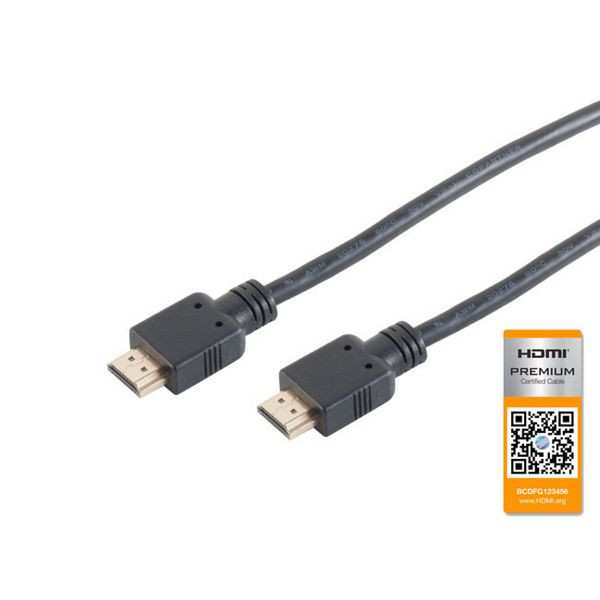 S-Conn HDMI A-Stecker auf HDMI A-Stecker, vergoldete Kontakte, PREMIUM, 2,0m, 77471-PM