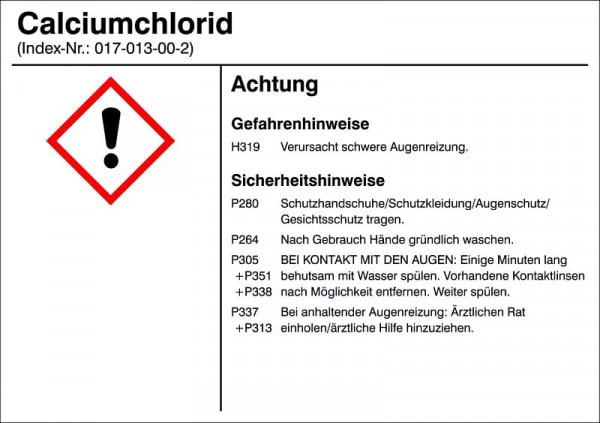 SafetyMarking Gefahrstoffetikett, G006: Calciumchlorid, für Behälter bis 3 Liter, 10,5x7,4 cm, Folie, selbstklebend, 21.B1200-G006