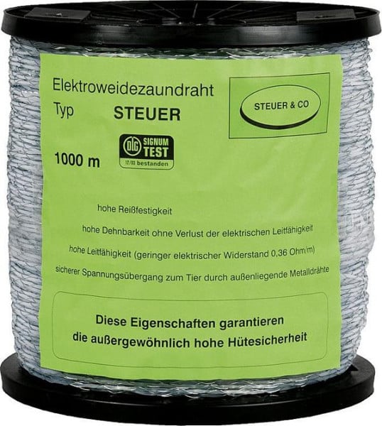 Patura Spezial-Kunststoffdraht, transparent, Nylonseele, 2 verzinkt Drähte, 1000 m Rolle, 107500