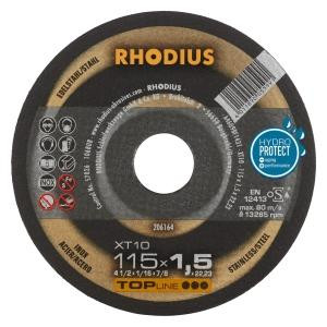 Rhodius TOPline XT10 Extradünne Trennscheibe, Durchmesser [mm]: 115, Stärke [mm]: 1.5, Bohrung [mm]: 22.23, VE: 50 Stück, 206164