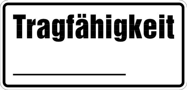 Schilder Klar Tragkraftschild, Tragfähigkeit, zur Selbstbeschriftung, 200x100 mm Folie selbstklebend, 668/61.02