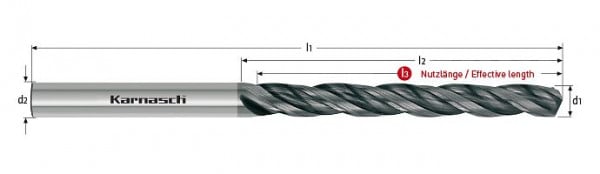 Karnasch VHM-Hochleistungsbohrer- und Aufbohrer d= 12,0 / L3=88 / Z=3 ohne IK DVC-X2, 2205201200088