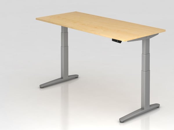 Hammerbacher Sitz-Steh-Schreibtisch elektrisch 180x80cm Ahorn/silber, Rechteckform, VXBHM19/3/SS