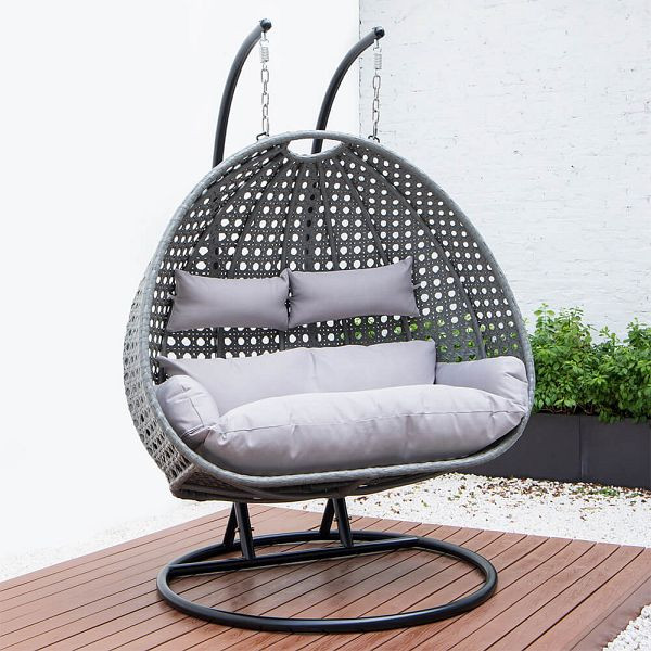 HOME DELUXE Polyrattan Hängesessel TWIN - Grau, 4843