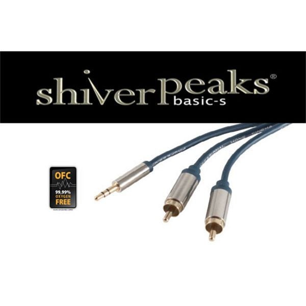 shiverpeaks PROFESSIONAL Metall-Klinkenstecker 3,5 mm und 2 verchromte Metall-Cinchstecker, vergoldete Kontakte, 1,50m, 30832-SPP-SLIM