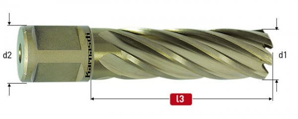 Karnasch HSS-XE Kernbohrer, Weldonschaft 19mm, Nutzlänge 55mm, Gold-Line55 d=48mm, 201270u048