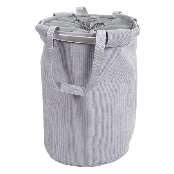 Mendler Wäschesammler HWC-C34, Laundry Wäschekorb Wäschesack Wäschebehälter mit Kordelzug, Henkel 55x39cm 65l, cord grau, 73196