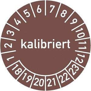 Moedel Prüfplakette kalibriert 2018 - 2023, Folie, Ø 15 mm, VE: 10 Stück/Bogen, 56243