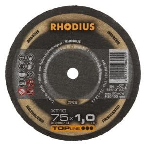 Rhodius TOPline XT10 MINI Extradünne Mini Trennscheibe, Durchmesser [mm]: 75, Stärke [mm]: 1, Bohrung [mm]: 6, VE: 50 Stück, 209338