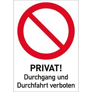 Moedel Privat Durchgang und Durchfahrt verboten, Kombischild, Alu, 262x371 mm, 98917