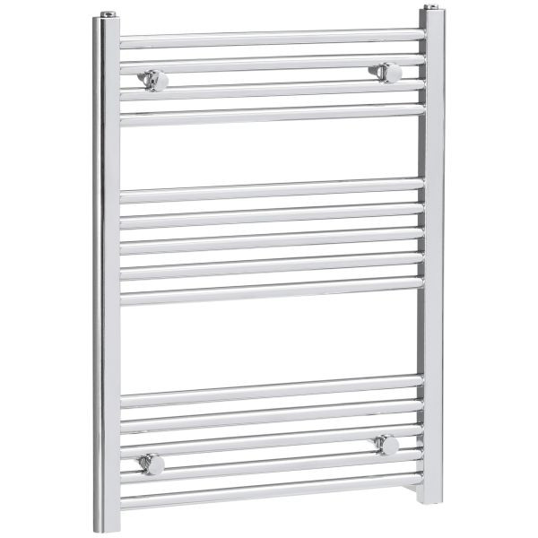 HOMCOM Handtuchheizkörper hydronische Handtuchwärmer, 14 Heizstäbe, Wandmontage, Kohlenstoffstahl, Silber, 600 x 800 mm, 850-225V00SR