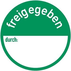 Moedel freigegeben durch:, Papier, Ø 50 mm, VE: 500 Stück /Rolle, 55320