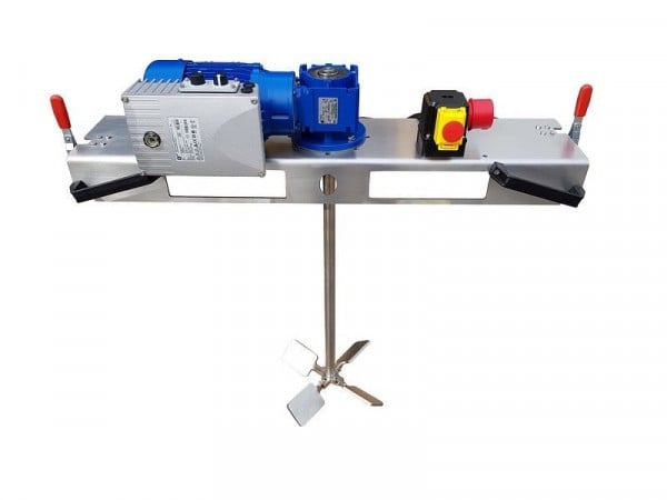 Schwarzer Rührtechnik Schneckengetrieberührwerk, für Medien bis 2000 m/Pas im 1000L IBC, 0,75 KW, Drehzahl: 0-190 UPM, Staplertraverse Edelstahl, CRW-0215