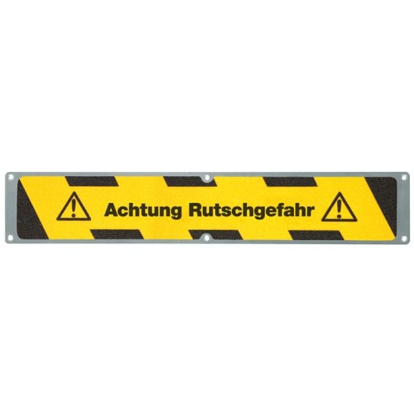 Mehlhose Antirutschplatte Aluminium mit m2 Antirutschbelag, "Achtung Rutschgefahr" 114x635mm, APM11F1