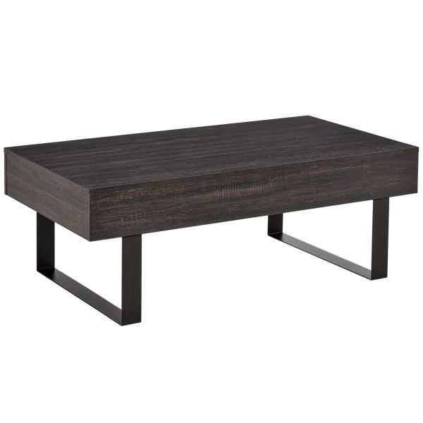 HOMCOM Couchtisch Beistelltisch Sofatisch Fernsehtisch Kaffeetisch Wohnzimmertisch Holz Spanplatte Metall Dunkelgrau 110x60x40 cm, 839-084