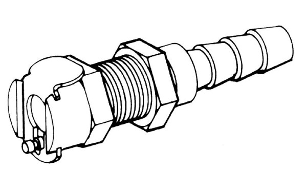 Bürkle Schnellverschluss- Kupplungen NW 6,4 mm, Mutterteile, für Plattenmontage mit Schlauchtülle POM, Ø: 6,5 mm, ohne Ventil, 8763-1040