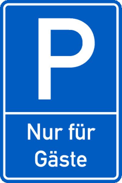 Schilder Klar Parkplatzkennzeichnung Parken nur für Gäste, 400x600x0.6 mm Aluminium geprägt, 1171/54