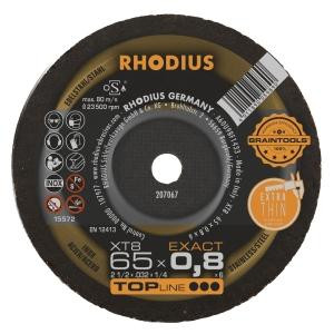 Rhodius TOPline XT8 EXACT MINI Extradünne Mini Trennscheibe, Durchmesser [mm]: 65, Stärke [mm]: 0.8, Bohrung [mm]: 6, VE: 50 Stück, 207067