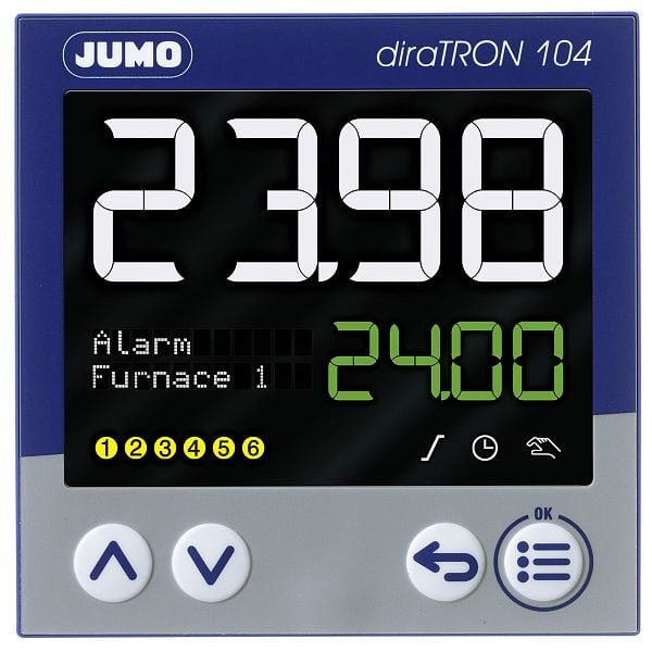 JUMO Kompaktregler zum Schalttafeleinbau, (96x96 mm), AC 110 bis 240 V, Ausführung des elektrischen Anschlusses: Federzuganschluss, 00680798