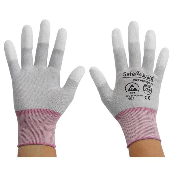 SafeGuard ESD-Handschuh grau/beere, Nylon/Carbon beschichtete Fingerkuppen, Größe XS, VE: 12 Paar, DSWL36846