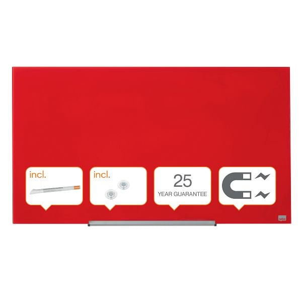 Nobo Impression Pro Whiteboard Glas Widescreen 45", Farbe: Rot, 1905184