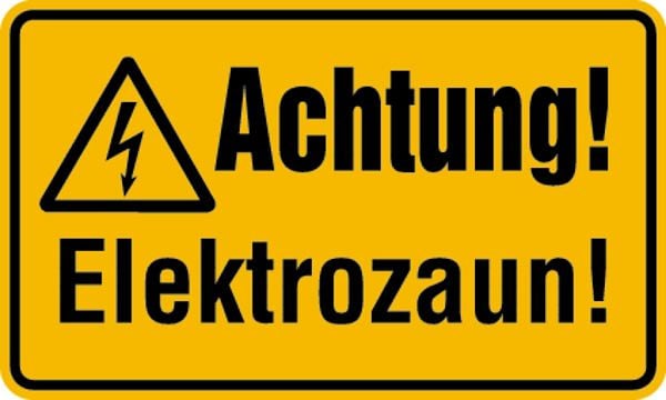 Schilder Klar Hinweisschild Achtung! Elektrozaun!, 200x120x1.5 mm Kunststoff, 179/41