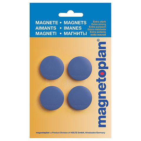 Magnetoplan Magnet Discofix Standard auf Blisterkarte, Farbe: dunkelblau, VE: 4 Stück, 16642414