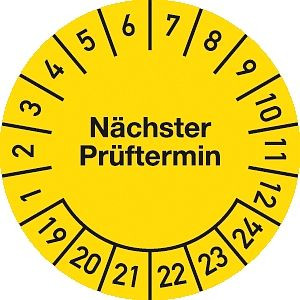 Moedel Prüfplakette Nächster Prüftermin 2019-2024, Folie, Ø 30 mm, VE: 500 Stück/Rolle, 55581