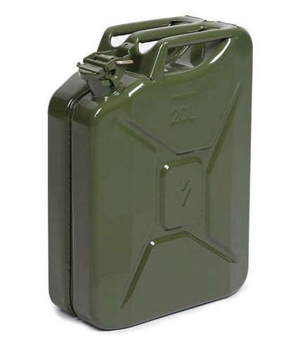 DENIOS Transportkanister aus Stahl, 20 Liter Volumen, olivgrün, 218953