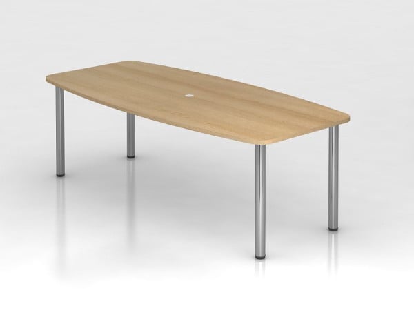 Hammerbacher Konferenztisch 220cm/4 Chromfüße Eiche, tonnenförmig, VKT22C/E/C