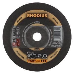 Rhodius TOPline FT38 Freihandtrennscheibe, Durchmesser [mm]: 180, Stärke [mm]: 2, Bohrung [mm]: 22.23, VE: 25 Stück, 206374