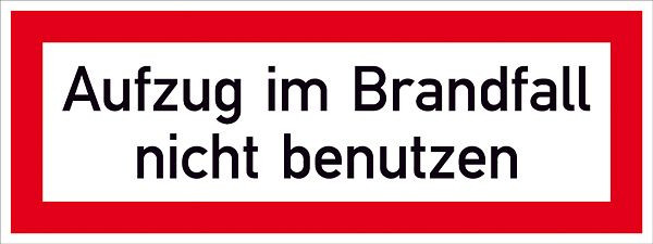 SafetyMarking Hinweisschild für die Feuerwehr, Aufzug im Brandfall nicht benutzen, BxH 29,7x10,5 cm, Folie, selbstklebend, 21.2630