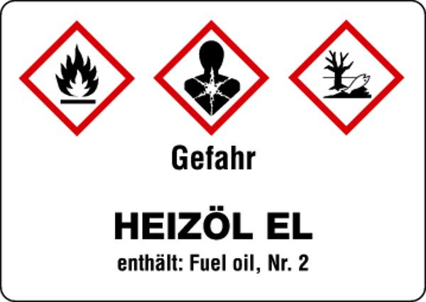 Schilder Klar Gefahrengutkennzeichnung GHS-Gefahrstoffetiketten: Heizöl EL (Kurzform), 105x74 mm Folie selbstklebend, 562/34