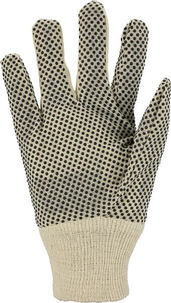 ASATEX Baumwoll-Köper-Handschuhe, Strickbund, schwarze Noppen, Farbe: beige, VE: 240 Paar, BKSN