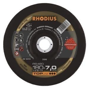 Rhodius TOPline RS480 Schruppscheibe, Durchmesser [mm]: 180, Stärke [mm]: 7, Bohrung [mm]: 22.23, VE: 10 Stück, 210240