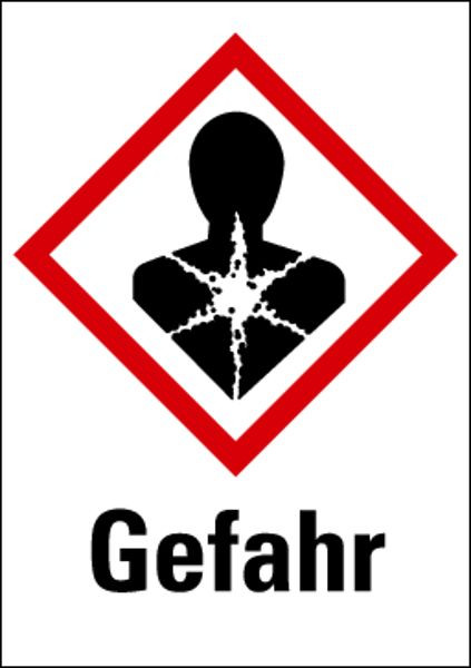 Schilder Klar Gefahrstoffkennzeichnung Gefahr Gesundheitsschädlich, Etiketten einzeln, 37x52 mm Folie selbstklebend, 486/61